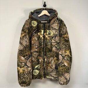 Vtg Fleece Lined Camo Zip Up Hoodie